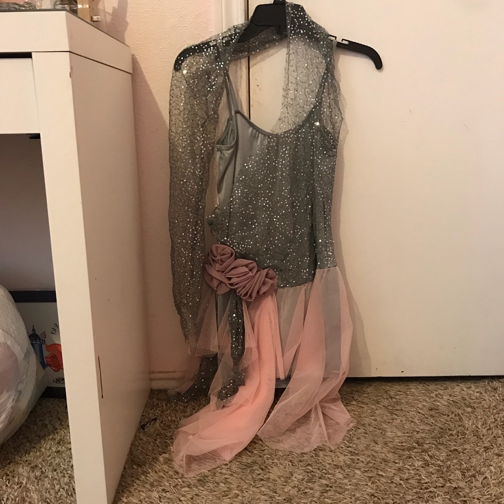 Pink and grey sparkly dance costume
